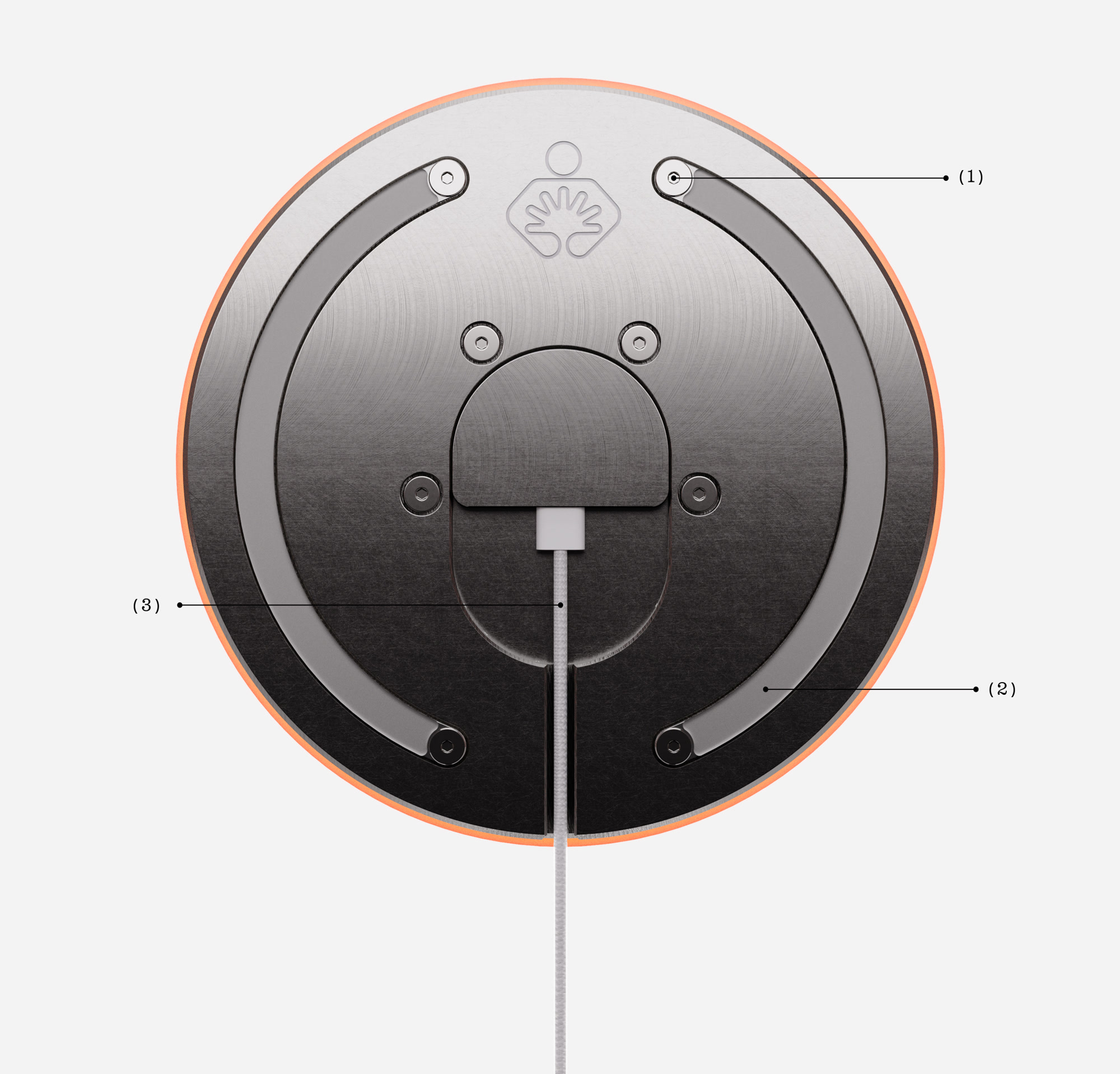 The bottom of EP01, showcasing the screws, feet, and USB-C connection.